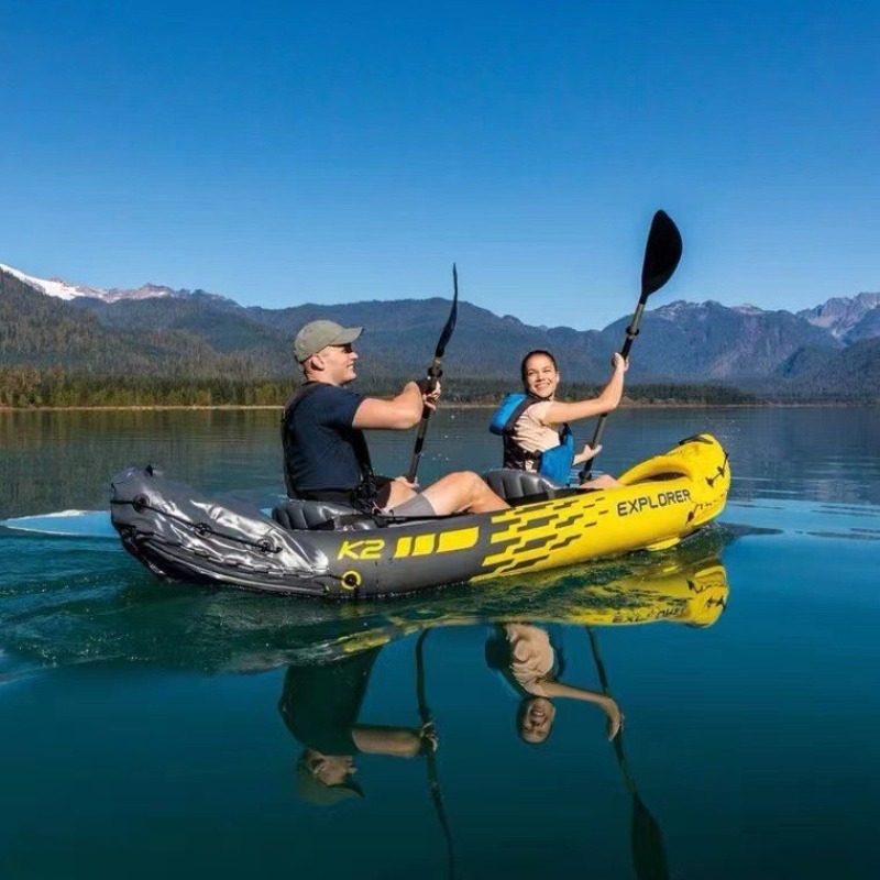 Outdoor Adventure Kayak - インフレータブルボート 二人用ラフト ディンギー アウトドア釣り 川遊び アドベンチャー