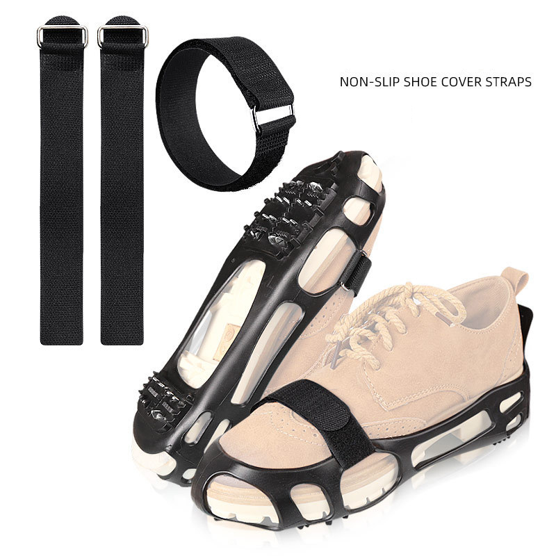 Harness Climbing Adjustable - 2個入りスタッド付き滑り止めクランポンシューズカバーストラップ、登山用雪氷靴用、調節可能なマジックペーストストラップ