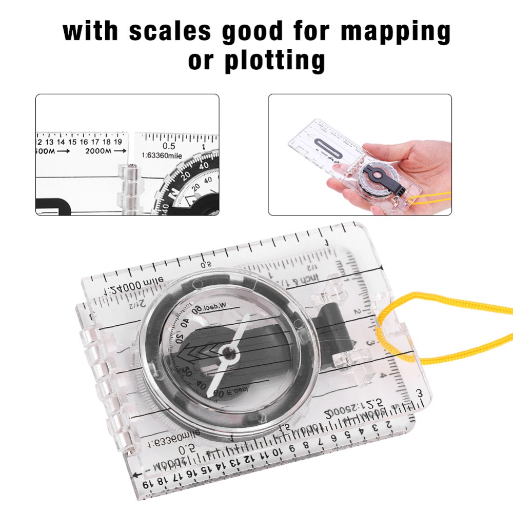 Map Compass Orienteering - 耐久性のある軽量オリエンテーリングコンパス、透明な定規、ネックストラップ付きマッピングコンパス、ナビゲーションコンパス、アウトドアナビゲーション
