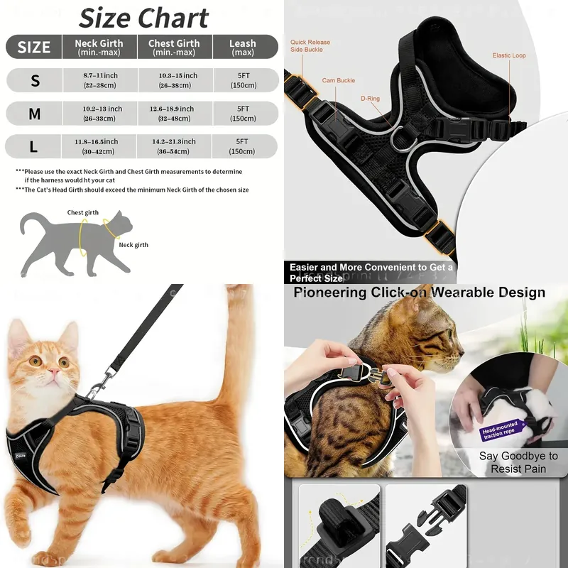 猫用ハーネスとリードセット、脱走防止、柔らかく調節可能、通気 - Outdoor Adventure Wear のレビューと価格