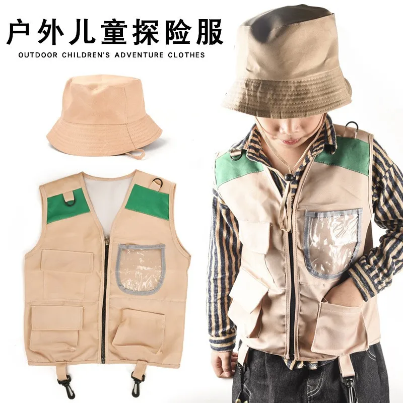 子供用ハロウィーンコスチューム、探検家風の帽子とベスト、変装 - Outdoor Adventure Boys のレビューと価格