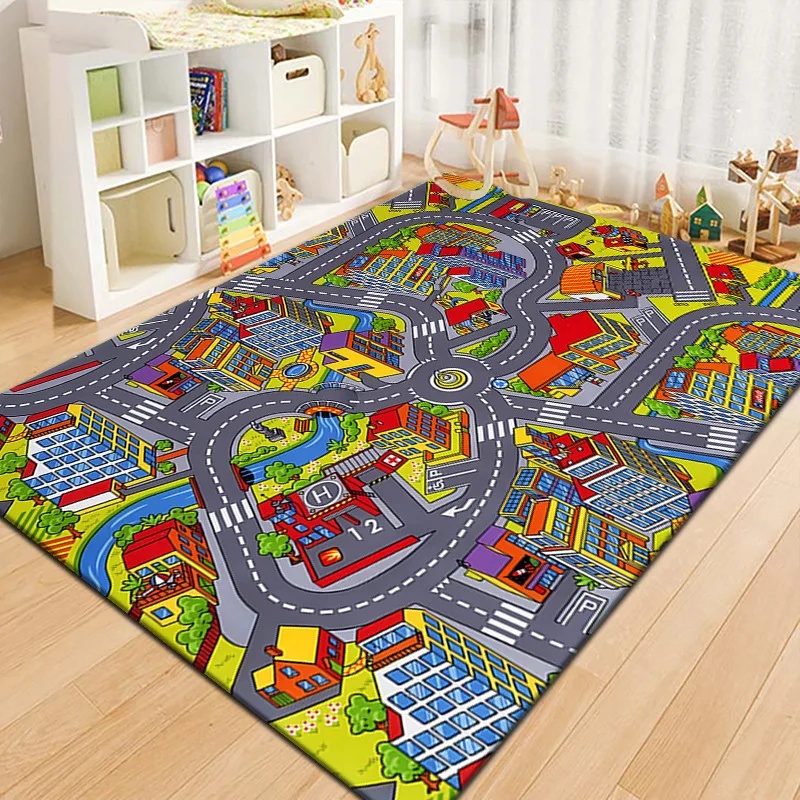 カラフルキッズシティマッププレイマットカーペット道路交通アド - Outdoor Adventure Kids のレビューと価格