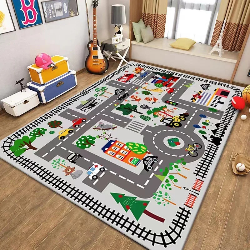 カラフルキッズシティマッププレイマットカーペット道路交通アド - Outdoor Adventure Kids のレビューと価格