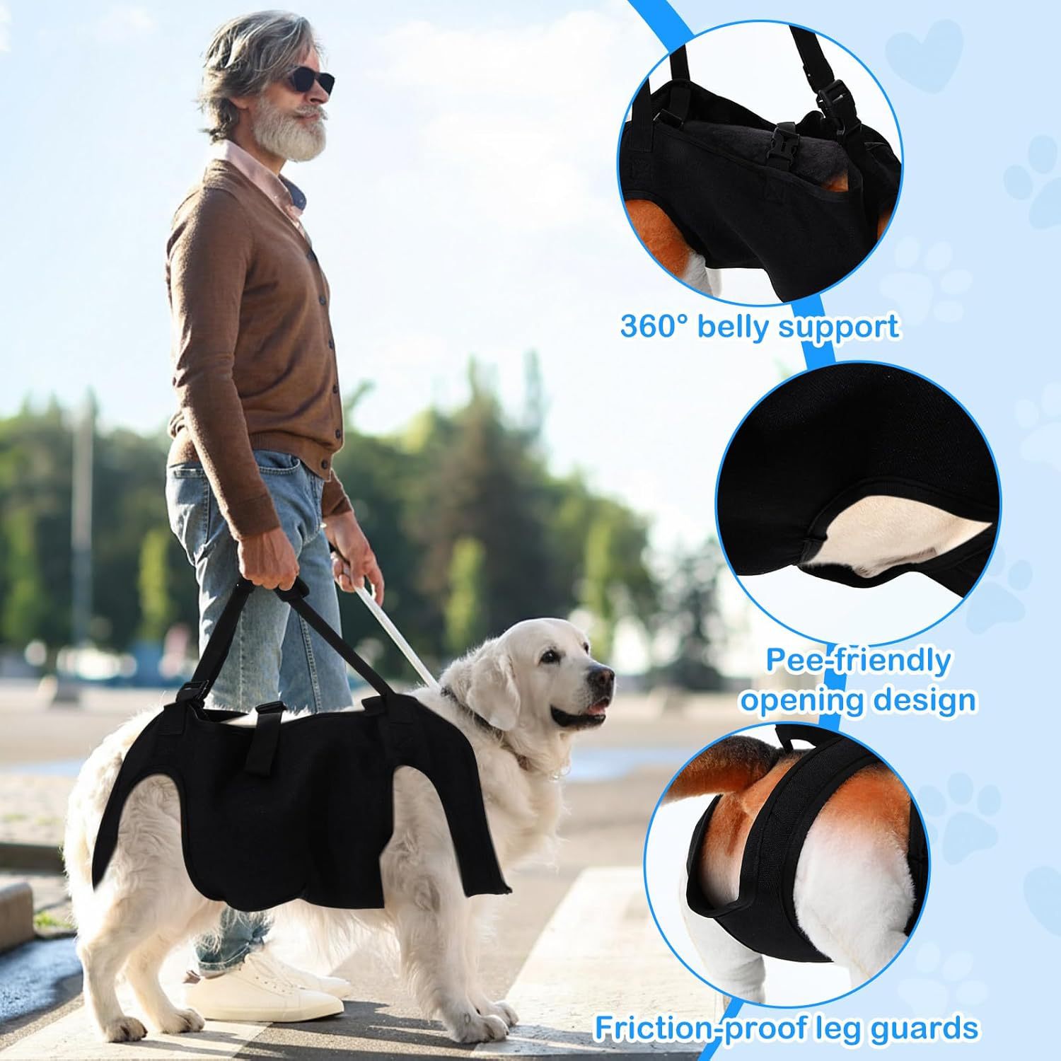 犬用階段昇降補助リード、高齢犬用サポートスリング、調節可能な - Harness Climbing Adjustable のレビューと価格
