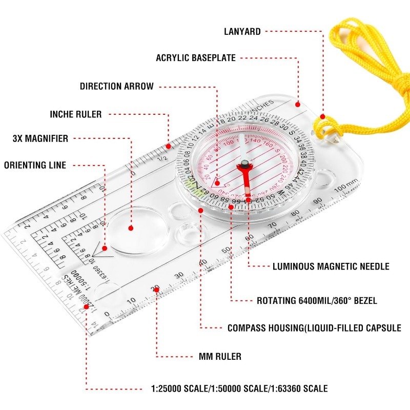 1-10個入り コンパス ナビゲーションマップ定規 リーディ - Map Compass Orienteering のレビューと価格